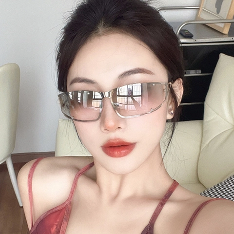 Gafas De Sol Cuadradas Y2K Montura Metálica Calada Protección UV Futuro Cyberpunk Estilo Punk Mujeres Hombres