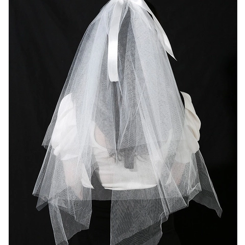 LED Glowing Wedding Veil Mesh Tulle Ribbon Bow Luminous Bridal Headpiece For Bachelorette Party Photoshoot Artificial Pearl Decor
