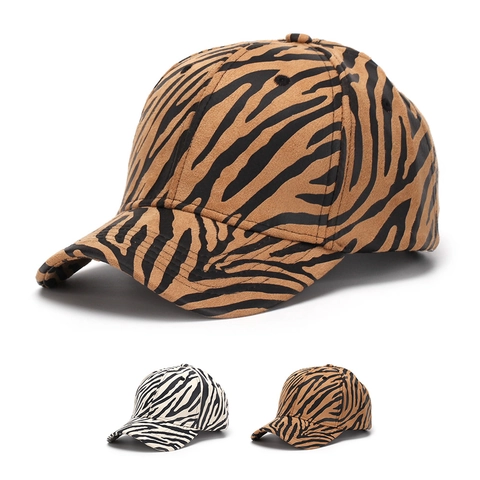 Casquette De Baseball Imprimé Animal Zèbre Polyester Réglable Visière Courbée Mode Chapeau Soleil