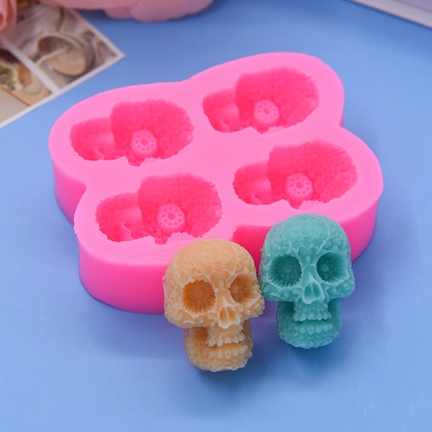 Schädel Silikonform Mehrfachkavität DIY Backen Kuchen Fondant Schokolade Halloween Party Seife Kerze Harz Handwerkzeuge