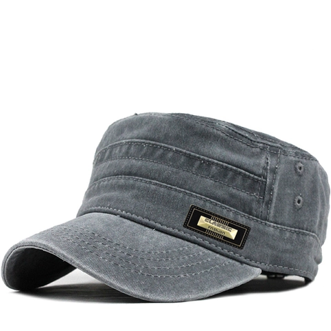 Cappello Cadet In Cotone Lavato Vintage Distressed Flat Top Cappello Militare All Aperto Protezione Solare Retro Unisex