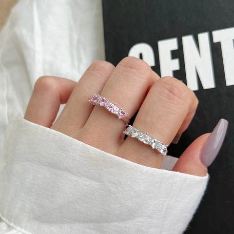 S925 Sterling Silver Heart Ring For Women Elegant Symmetric Zirconia Inlaid Jewelry Daily Dating Gift Fashion Statement Ring