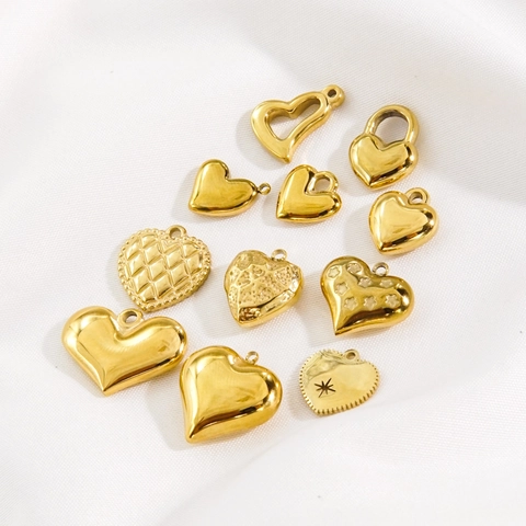 Breloques Coeur Pendentifs En Acier Inoxydable Pour La Fabrication De Bijoux DIY Plaqué Or Galvanoplastie Sous Vide