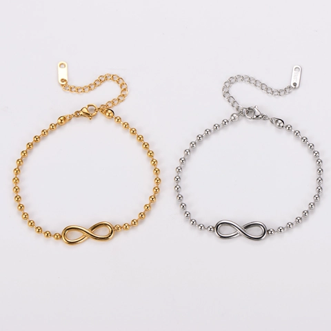 Pulsera Símbolo Infinito Acero Inoxidable 304 Cadena De Bolas Extensión Ajustable Joyería Minimalista Para Mujeres