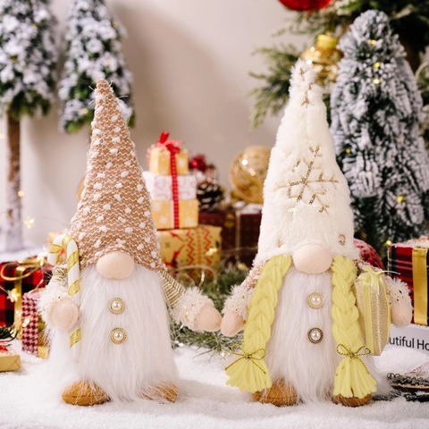 Christmas Gnome Plush Faceless Doll LED Glowing Sequin Hat Rudolph Tabletop Ornament Holiday Home Decor