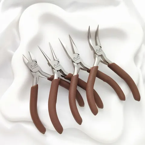 Professional Jewelry Pliers Carbon Steel DIY Hand Tools Needle Round Bent Nose Wire Cutter For Beading Crafting