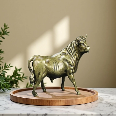 Retro Alloy Bull Statue Ornament Spanish Fighting Bull Sculpture Bullish Strength Figurine Home Office Desk Decor