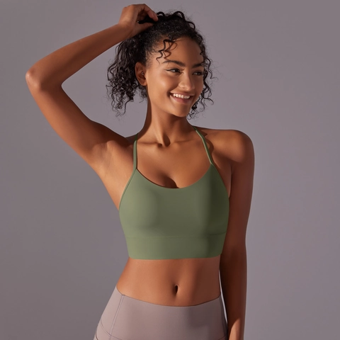 Soutien-Gorge De Sport Femme Dos En Y Fines Bretelles Brossé Haute Élasticité Respirant Yoga Fitness Débardeur