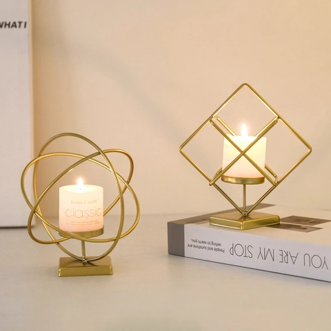 Geometric Metal Candle Holder Iron Nordic Style Desktop Decor For Romantic Candlelight Dinner Wedding Home