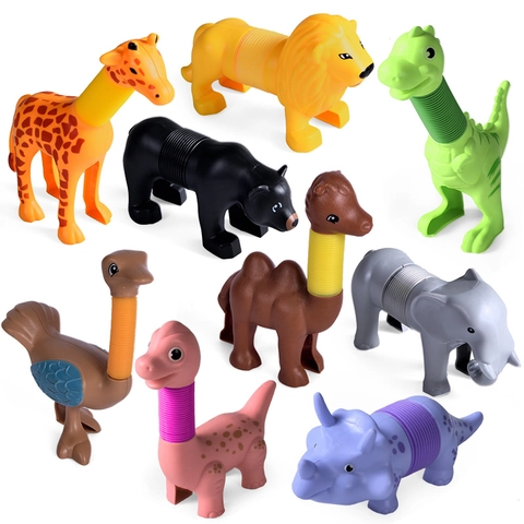 Giocattoli Dinosauro Pop Tube Per Bambini Forma Animale Estensibile Sollievo Dallo Stress Sensoriale Plastica Decompressione Piccoli