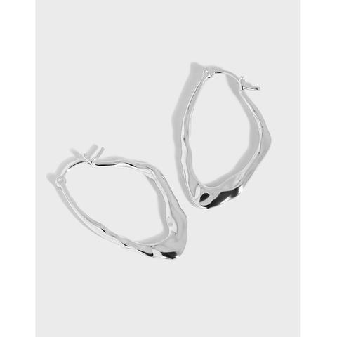 Pendientes De Aro Irregulares De Plata De Ley 925 Para Mujer Textura De Metal Líquido Joyería Geométrica Minimalista De Lava
