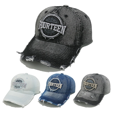 Casquette De Baseball En Denim Délavé Avec Broderie Rétro Réglable Style Streetwear Américain Unisexe
