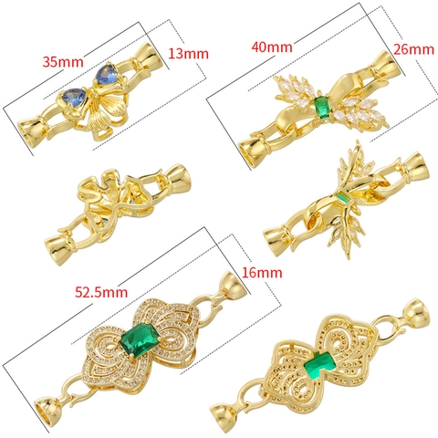 Cierre Joyería Conector Latón Circonita Diseño Lazo Para DIY Collar Pulsera Fabricación Sujetador Zircón