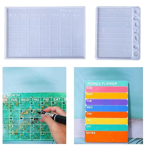 Silicone Mold For Weekly Monthly Planner Calendar DIY Resin Casting Craft Memo Board Transparent