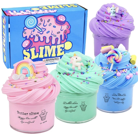 Slime Al Burro Profumato DIY Argilla Da Modellare Con Ciondoli Carini Giocattoli Educativi Antistress Multicolore Morbido