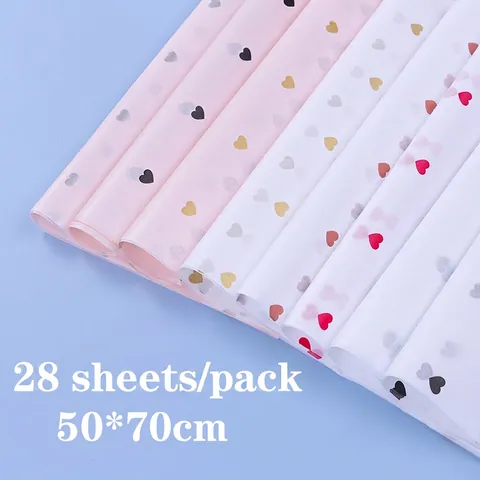 Heart Pattern Tissue Paper Semi Transparent Floral Bouquet Wrapping Material Gift Packaging For DIY Crafts Romantic Decorative