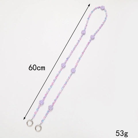 Crossbody Phone Lanyard Acrylic Flower Beaded Chain Anti-Lost Strap Colorful Candy Color Decorative Accessory