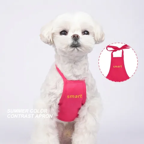 Delantal Para Mascotas Algodón Puro Ajustable Babero Halter Protector De Vientre Bloque De Color Impresión Letras Para Perros Gatos