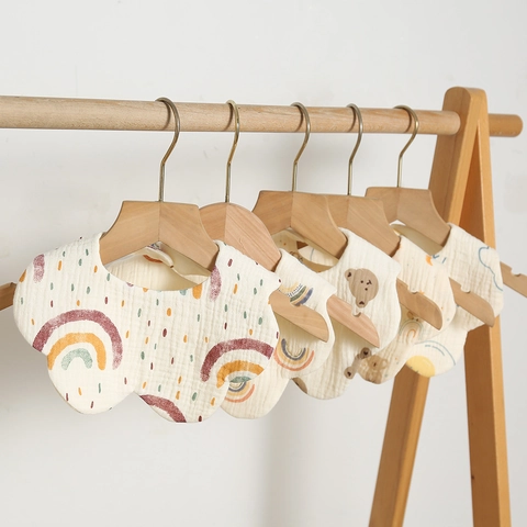 Baberos Bebé Puro Algodón Muselina Capas Múltiples Toalla Saliva Absorbente Forma Pétalo 360 Grados Estampados