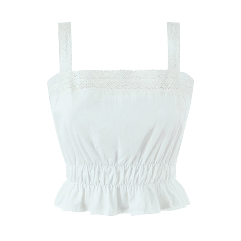 Damen Rock Set Im Französischen Stil Weißes Spitze Ärmelloses Camisole Top Und Rüschen Langer Rock Boho Sommer Set