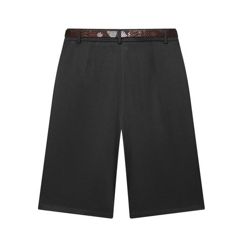 Damen Shorts Mit Hoher Taille Und Weitem Bein Mit Schlangenmuster Gürtel Büro Casual Polyester Gerade Knielange Hosen