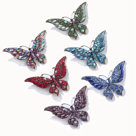 Spilla Farfalla Vintage Lega Strass Colorati Cristallo Elegante Spilla Insetto Accessorio Donna