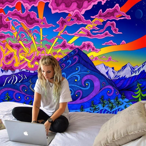 Arazzo Da Parete Psichedelico Tessuto Poliestere Trippy Bohemien Arte Appeso A Parete Per Camera Da Letto Soggiorno Arte
