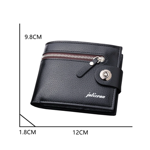 Herren Geldbörse Kurz PU Leder Mit Reißverschluss Druckknopf Multi Kartenfächer Business Casual Mode Accessoire