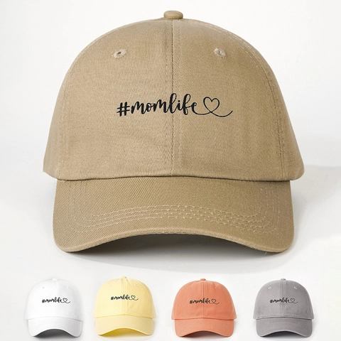 Momlife Bestickte Baseballkappe Herzmuster Verstellbar Outdoor Sonnenschutz Dad Hat Lässige Polyester Kopfbedeckung