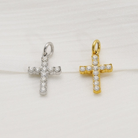 Kruishanger Roestvrij Staal 18K Verguld Zirkoon Strass Religieuze Mode Sieraden Voor Dames Heren