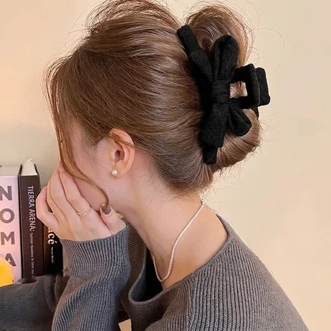 Molla Per Capelli A Fiocco Tessuto Acrilico Testurizzato Autunno Inverno Grande Pinza Per Donne Retro Elegante Accessori Capelli