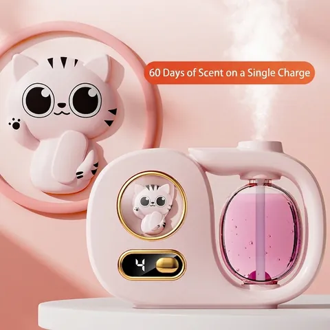 Cat Design Automatic Aromatherapy Machine LED Display Wall Mounted Nano Atomization Rechargeable Essential Oil Diffuser