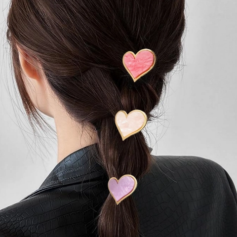 Herz Haarklammer Vintage Acetat Legierung Marmor Muster Muschel Textur Ponytail Haarnadel Accessoire Damen