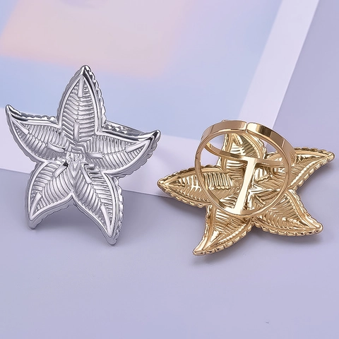 Anello Aperto Regolabile a Stella in Acciaio Inossidabile per Donna Uomo Gioielli Moda Lucidato Placcato Oro Argento