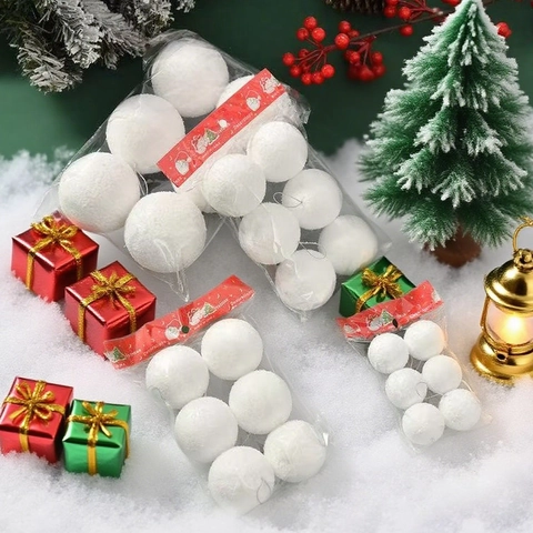 Weihnachts-Schneeballen-Ornamente Weißer Schaumstoff Glitzer Hängedekorationen Für Feiertagsbaum-Party-Dekor