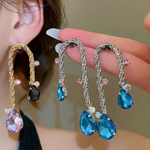 Vintage Hofstil Wassertropfen Hängeohrringe Kupfer Mit 925 Sterling Silber Ohrstecker Damen Schmuck Quasten