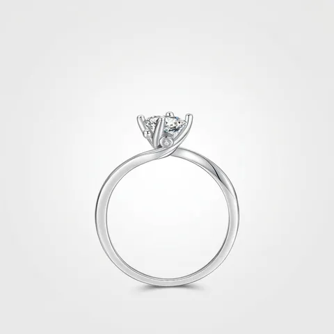 Solitair Ring 925 Sterling Zilver Ronde 5A Zirconia Gedraaide Band Voor Vrouwen Verloving Bruiloft Elegant