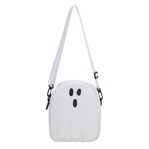 Mini Sac Bandoulière Nylon Imprimé Expression Fantôme Dessin Animé Style Harajuku Japonais Petit Sac À Épaule Pour Filles Étudiants