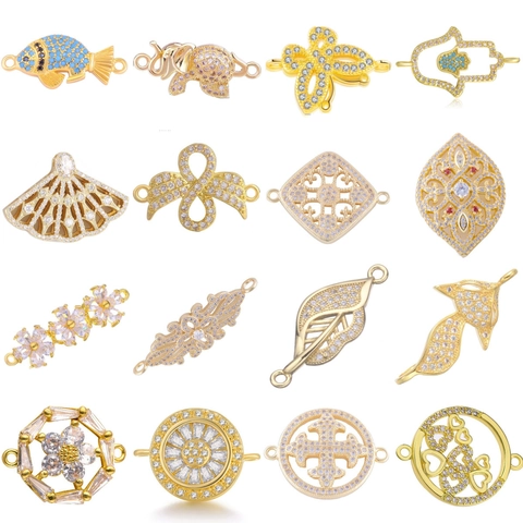 Connecteurs De Bijoux En Cuivre Zircone Papillon Lune Étoile Croix Cœur Pour DIY Bracelet Collier Fabrication Accessoire Femmes