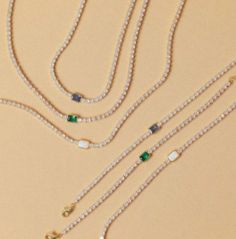 Collier Choker De Tennis En Acier Inoxydable Plaqué Or 18K Avec Pierre Rectangulaire En Zircone Cubique Pour Femmes