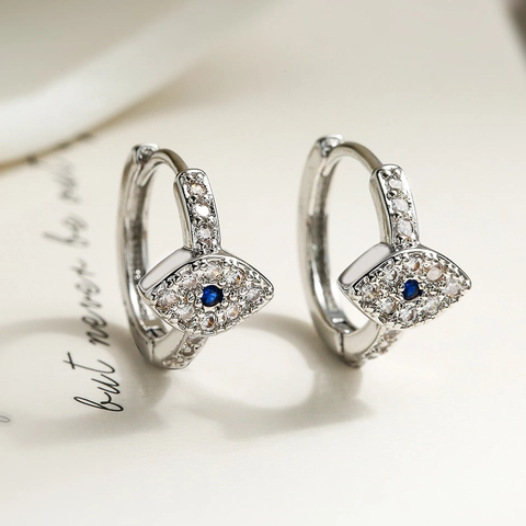 Evil Eye Hoop Ohrringe Kupfer Gold Silber Plattiert Blau Zirkonia Mode INS Stil Luxus Huggie Schmuck Für Damen