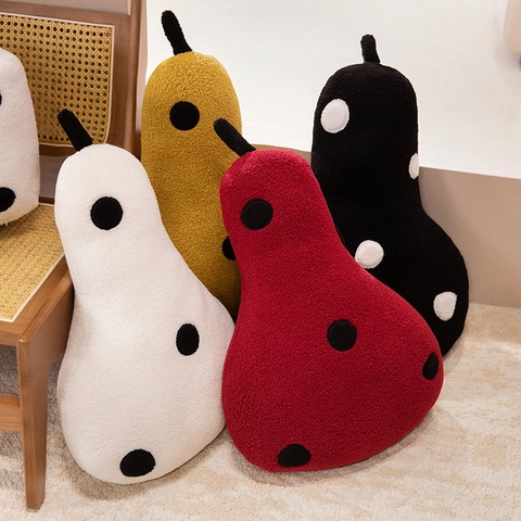Peervormig Kussen Teddy Fleece Polka Dot Zacht Decoratief Kussen Voor Sofa Slaapkamer Huisdecoratie Knuffel