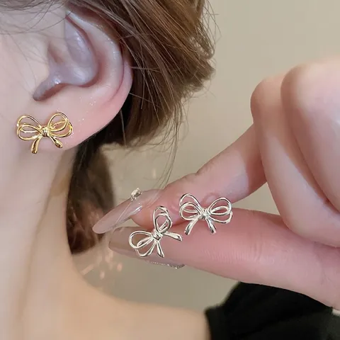 Schleife Ohrstecker Kupfer Schmuck Mit 925 Sterling Silber Ohrringstift Einfacher Koreanischer Ins Stil Mode Für Frauen