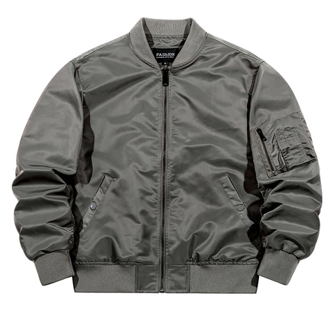 Men Bomber Jacket Flight MA-1 Zip Up Windproof Lightweight Polyester Utility Pocket Ribbed Trim Casual Outerwear