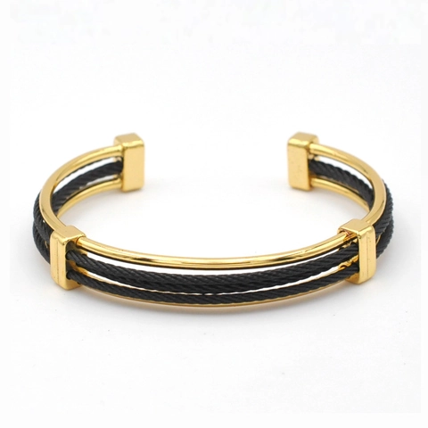 Stainless Steel Cable Wire Cuff Bracelet Adjustable Woven Twisted Bangle Industrial Punk Style Unisex