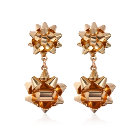 Mode Kerst Strik Oorbellen Metalen Bloem Oorknopjes Feestelijke Rood Groen Goud Zilver Hangende Oorbellen Sieraden Cadeau Vrouwen