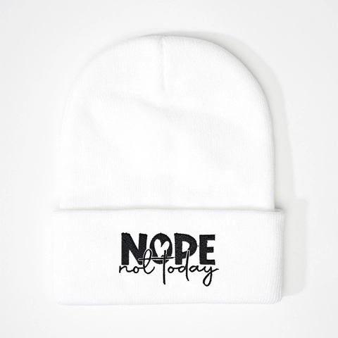 Nope Not Today Embroidered Knitted Beanie Hat Winter Warm Acrylic Skull Cap Casual Streetwear Headwear For Men Women