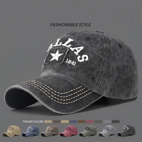 Casquette De Baseball En Coton Lavé Dallas 1841 Broderie Rétro Ajustable Chapeau De Sport Vintage Pour Hommes Femmes
