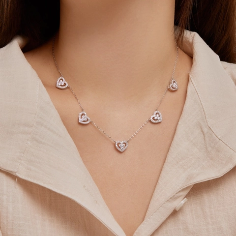 925 Sterlingsilber Bunter Zirkonia Herz Schmetterling Anhänger Halskette Für Damen Leichter Luxus Geometrische Schlüsselbeinkette Schmuck
