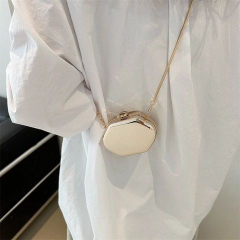 Metallic Acrylic Mini Evening Bag Fashion Chain Shoulder Clutch With Wave Pattern Luxury Party Bag For Women